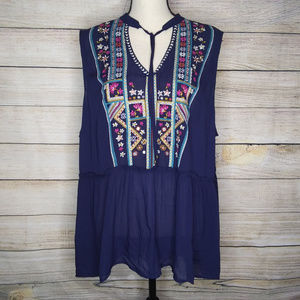 EUC Jolt Sleeveless Blouse Size 3X Navy Blue